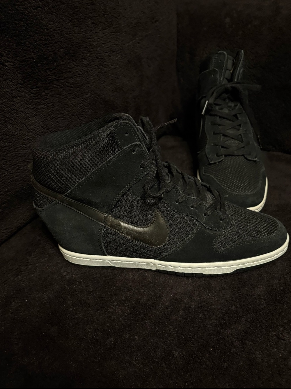 Nike 644877-001 Dunk Sky Hi Wedge Black Suede Sneakers Wm 11.5 GUC C Pics 4 Cond